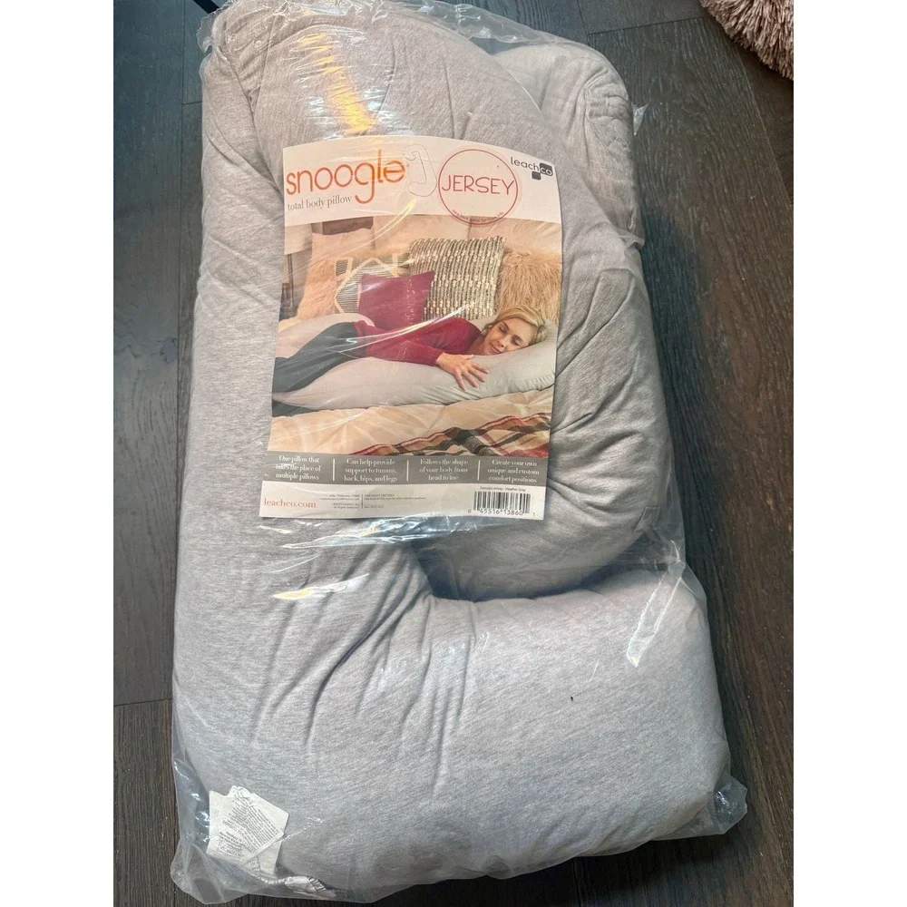 Leachco Snoogle Jersey Total Body Pillow Heather Gray